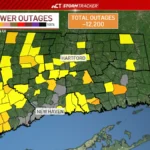 Dark storm clouds over Connecticut after thunderstorms caused widespread power outages