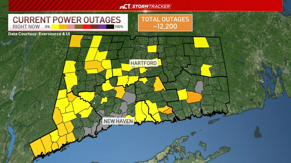 Dark storm clouds over Connecticut after thunderstorms caused widespread power outages